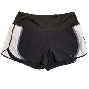 Athleta Women's Black White 3 Inch Running Athletic Shorts Attached Brief Medium
